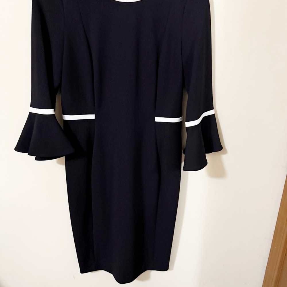 Calvin Klein Womens Black Sheath Dress Size 8 Office Business Casual - Picture 4 of 6